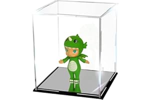 MEEC Vetrina in acrilico trasparente, showcase con base nera, vetrina di protezione antipolvere per action figure, giocattoli da collezione (10 x 10 x 15 cm) (001)