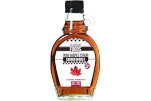 Classic Foods of America Sirop d’Érable Pur Grade A 189ml – Origine Canada, Sirop 100% Pur, Saveur Riche et Ambrée, Parfait pour Pancakes, Desserts, et Plats Sucré-Salé
