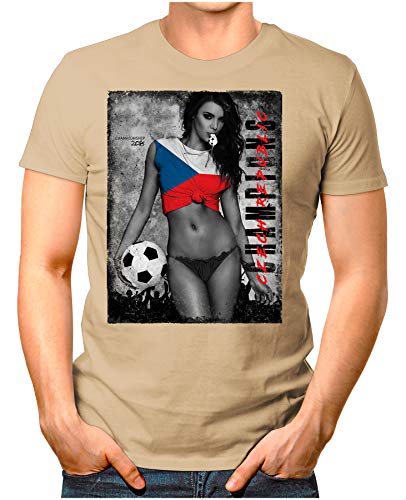 Legendary Items™ – Czech-Republic-Champions – Herren T-Shirt EM 2020 Sexy Girl Frau Fußball Trikot Tschechien Vintage Khaki M