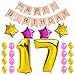 Produktbild KUNGYO Zum 17. Geburtstag Party Dekorationen Satz-Rosa Happy Birthday Banner, Folienballon 17 in Gold-XXL Riesenzahl 100cm; Stern&Latex Ballon- Süße Alles Gute Zum Geburtstag für Frauen