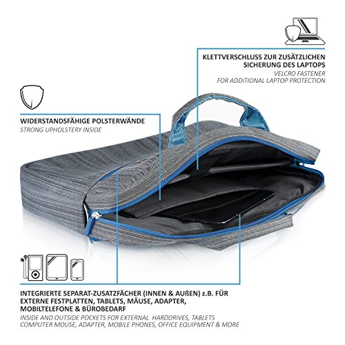 CSL – Notebooktasche für Notebooks bis 13,3 Zoll (33,7cm) | Laptop Tasche / Schultertasche | mit Zubehör-Fächern und widerstandsfähigen Polsterwänden | schmutz- und wasserabweisend - 5