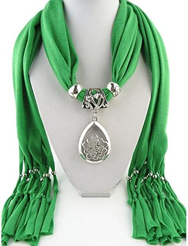 YXZN Women Hollow water droplets floral motif Pendant Necklace Scarf , 5