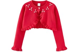 Yanmucy Cárdigan Bolero para Niñas Pequeñas Chaqueta de Punto para Niña Manga Larga Suéter de Algodón Niña Pequeños Botón Encubrir para 1-8 Años