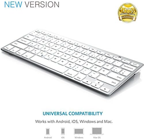SIMCAST Ultra Slim Wireless Bluetooth Keyboard For All iOS, iPad, Android, Mac, &amp; Windows Devices (White)