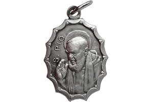 I G J MEDAGLIA OVALE DI SAN PIO DA PIETRELCINA (PADRE PIO) / SANTA MARIA DELLE GRAZIE - REALIZZATA IN ALTO RILIEVO - 100% MADE IN ITLAY