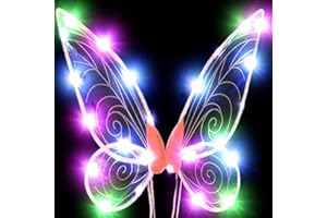 ALNILK Ailes de fée lumineuses pour filles et femmes, ailes de fée scintillantes à DEL avec guirlandes, costume d'Halloween, cosplay, ailes d'ange scintillantes pour enfants et adultes, cadeau de fête