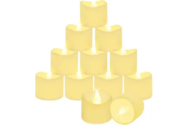 CNMTCCO 24 velas de té que funcionan con pilas, velas parpadeantes sin llama, más de 200 horas, velas LED eléctricas falsas para velas votivas, decoraciones de mesa de centro de mesa