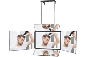 BTSAE Specchio a 360° Self Cut Mirror - Specchio pieghevole a 5 lati con luci LED ricaricabili, per vedere la parte posteriore della testa, per il taglio e lo stile dei capelli