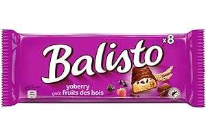 GÉNÉRIQUE Yoberry - Barre Biscuit Céréales et Chocolat au Lait Yoberry - Pack 8 x 18,5g - Goût Fruits des Bois Yoberry - Compatible avec BALISTO