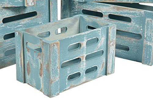 ts-ideen 5er Set Kisten Holztruhe Obstkiste Landhaus Stil Weinkiste Box Aufbewahrung Spielzeug Holzkiste Shabby Blau Kinder Zimmer - 8