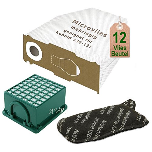 AVR-Handel 12 Sacchetti per aspirapolvere con Filtro Set Adatto per Vorwerk Folletto VK 130, Folletto VK 131 e 131 SC