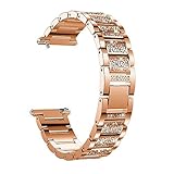 Vamoro Edelstahl-Diamantarmbanduhr-Ersatzband-Bügel Armband Premium Uhrenarmband Edelstahl Metall Uhrenarmband für Fitbit Versa(Rose Gold)