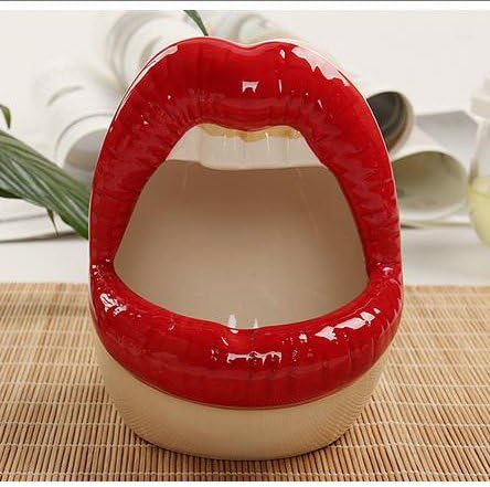Personalized creative ceramic lips ashtray,B red