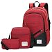 Produktbild Lounayy 3 Teilig Rucksack Unisex Schulrucksack Backpack Daypacks Schultasche Schultaschen + Umhängetasche + Mäppchen Canvas Freizeitrucksack Jungen Herren Und Damen (Color : Rot)