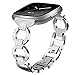 Produktbild Für Fitbit Versa, Edelstahl Metall Kristall Uhrenarmband, Luxus Hollow Diamant Legierungs Bohrstahlband Handschlaufe Watch Band (Silber)