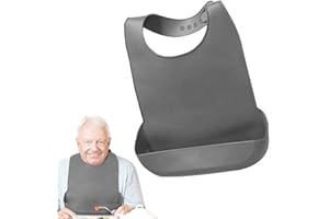 QICSTELAR Adult Bib,Washable Silicone Adult Bib Waterproof Adult Eating Bib Reusable Dirty-proof Apron with Pocket for Elderly Senior, Adult 43cm*28cm