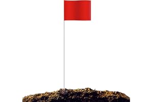 Zozen 100 Pack Red PVC Marker Flags, 38 x 10 x 13 cm, Pole Mount, Ideal for Construction, Landscaping, Pet Training, Utility Construction,Used in conjunction with the distance measuring wheel.