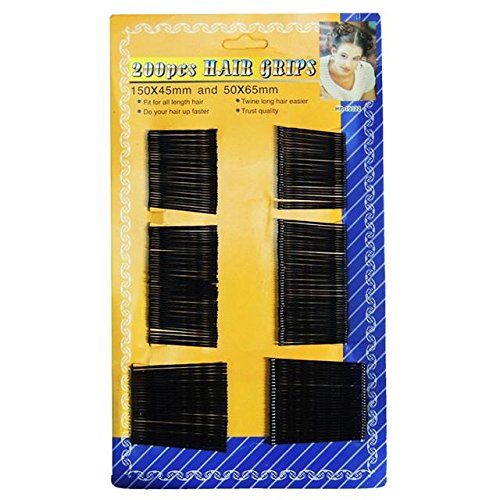200 PACK BOBBY KIRBY PINS BLACK HAIR GRIP GRIPS CLIPS CLAMPS SALON WAVED SLIDES Fusion(TM)