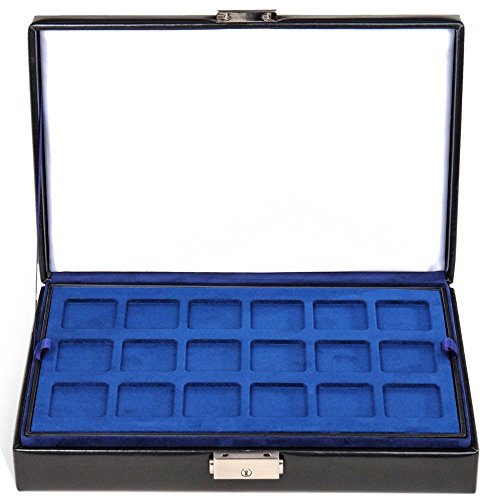 Preisvergleich Produktbild Münz-Etui Münzbox schwarz Sacher Feinsynthetik 3 herausnehmbare Münzeinsätze Münzsammler