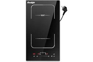 Cooksir Piano Cottura Induzione con Spina, Piano Cottura a Induzione 2 Fuochi, 29CM, 3500W, Piano Cottura da Incasso Doppio con Zona Flex, Blocco di Sicurezza, Controllo Touch a Cursor