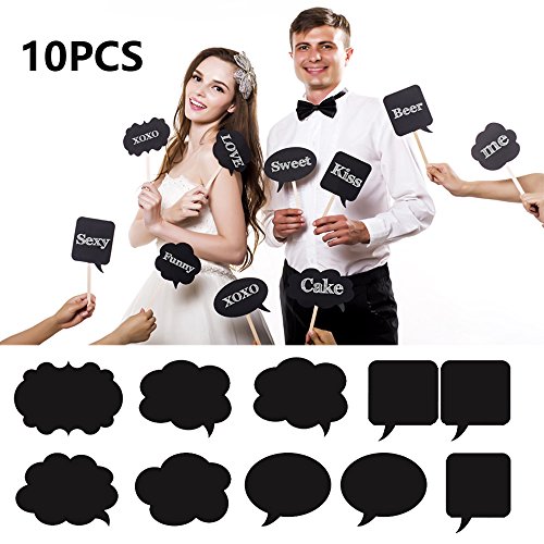BizoeRade 10pcs Photo Booth Props Hochzeit Ideen Foto Minitafel Schilder mit Spieße Mini Tafeln Fotografie Props Hochzeit Dekorationen