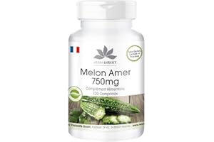 HERBA DIREKT Melon amer 750mg - dosage élevé - avec 40μg de chrome - végétalien - 120 comprimés | Warnke Vitalstoffe - Qualité des pharmacies allemandes