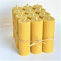 100% Reines Bienenwachskerzen 12 Kerzen Set Größe 13 x 4 cm Ökologische kerzen Natürlichen Honigduft 100% Handarbeit