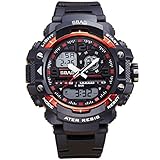 Multifunktional Stilvolle Gesunde Lifestyle Sport Uhren, Y56 sbao s-8009 Herren Jugendliche Jungen Digital Outdoor Sport wasserdicht multifunktional Creative Elektronische Uhren mit LED Digital Stoppuhr/Alarm Funktion/Luminous Display/zeitpunktmessung, rot