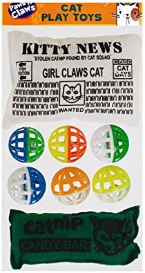8 x Colourful Assorted Cat Toy Balls + Catnip Filled Cushions Pets Jingle Claw
