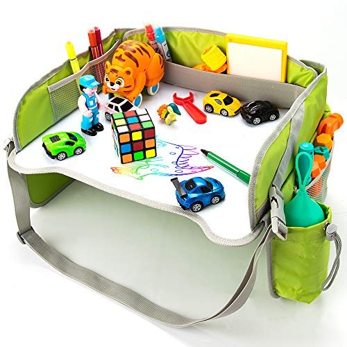 KOOWHEEL-Plateau-Voiture-de-Voyage-pour-Enfants-Impermable-Plateau-de-jeux-pliable-de-genou-Peut-Dessiner-Sur-le-Dessus-Tablette-de-Voyage-pour-Sige-Voiture-et-Poussette-Vert