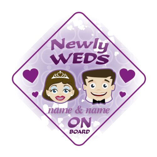 Newly Weds On Board Personalised Car Sign Wedding / Just Married Gift / Present