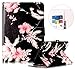 Produktbild iPad Air 2 Hülle Case,iPad Air 2 Leder Tasche Brieftasche Schutzhülle,Surakey iPad Air 2 Smart Cover Tasche Marmor Serie Malerei Muster PU Lederhülle Flip Wallet Case im Bookstyle Cover Hüllen Lederhülle Schale Stand Ständer Etui Karten Slot Smart Shell Cover Schutzhülle Etui Tasche für iPad Air 2 - Schwarz Rosa Blume