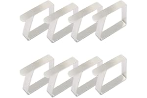 SIKAMARU 8 mollette per tovaglia, in acciaio inox, per tavoli spessi, tavoli da giardino, argento, 5 x 4 cm