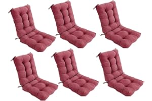 REINO MANSIDI Cojin con Respaldo para Sillas 90 x 45x 10 cm. Conjunto Cojin de Asiento para sillas Interior y Exterior Cómodo. Cojines para sillas Comedor, mecedoras, Bancos terraza (Rojo, 6)