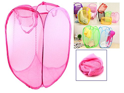 TriEcoWorld plegable Pop Up de malla lavado lavandería cesta bolsa de la basura Hamper Juguete Tidy almacenamiento color rosa