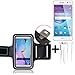 Produktbild TOP SET: Neopren Jogging Armband Sportarmband Oberarmband für Huawei Y6 2017 Dual SIM, schwarz mit Reflektor Streifen + Ohrstöpsel. Fitness Lauf Armband