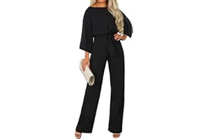 Coloody Femmes Combinaison Manches Courtes Barboteuse Jumpsuit Élégant Pantalon Loose Casual Combishort avec Ceinture