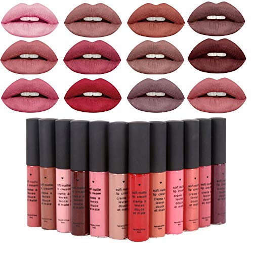 Shemrow rossetto set 12PCS matte Liquid Lipstick Madly matte Liquid rossetto a lunga durata impermeabile beauty lip