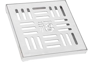 Eawfgtuw Stainless Steel Drain Grate Outdoor Drainage Cover, Square Floor Drain, Channel Grate, Outdoor Drainage Grate, 150/200/300mm Square Floor Drain with Frame for Garden Driveway(150*150*20*2mm)