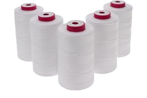 SEWFIL Dacor 120 - Pack de 5 bobinas de hilo de coser de poliéster (5 conos x 5.000 metros) - 00BR Blanco