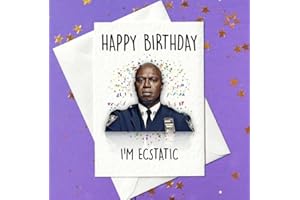 PRICKLY PRINTS Happy Birthday - I'm Ecstatic - Funny Captain Holt Card, Brooklyn Nine-Nine (A6)