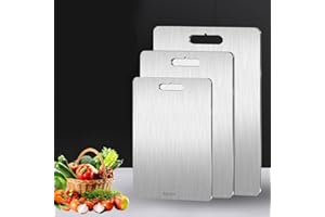 GLOBALHUT Tabla de cortar de cocina, tabla de cortar de acero inoxidable, con mango ergonómico, tabla de cortar multifuncional, tamaño mediano para un amplio espacio (15 x 25)