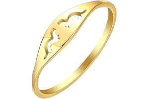 LUTAKU Otter Rings for Women Girls, Stainless Steel Minimalist Pet Animal Lovers Jewelry Gift