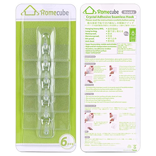 Transparente Super Heavy Duty Haken, Homecube 13,2lb / 6kg (Max) Nahtlose Saug-Haken, keine Kratzer Bad Haken, wasserdicht und Ölfeste Küche Wandtuch Haken (6 Pack) - 7