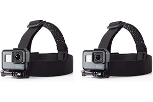Febbya Montura con Correas para Cabeza, GoPro Head Strap Cámara Pantalla Plana Cámara GoPro Hero 6 5 4 Sesión Ajustable Antideslizante Universal Negro 2 Pack