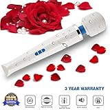 Magic Wand Massager, James Love Vibrador Silicona Masajeador Eléctrico con 20 Intensivo vibracións 8 Velocidad para todo el Cuerpo Hombros Pierna Espalda,Vibraciones para Mujer, Carga de USB (Blanco)