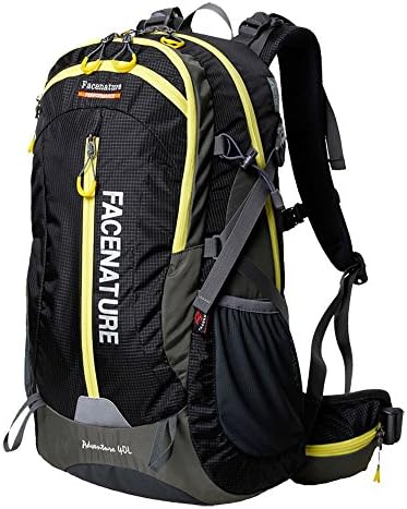 Facenature Outdoor Sports Camping Hiking Waterproof Backpack Lightweight Daypack 40L 50L Adventure Travel Back Pack Trekking Rucksack with Rain Cover (Black, 50L)
