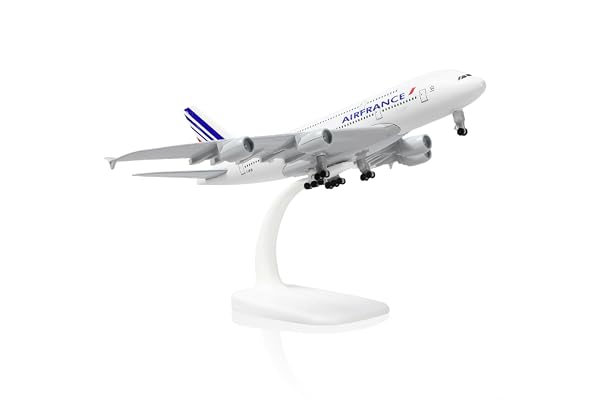 QIYUMOKE 1/300 France 380 Modèle d'avion en métal Modèle d'avion A380 avec Support (7,5 Pouces de Longueur) Décoration d'Affichage Cadeau pour Les Passionnés d'Aviation