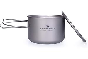 Boundless Voyage Pote de Titanio al Aire Libre de 750ml 800ml 1100ml 1300ml con Tapa Tapa de asa Plegable Acampar Senderismo Picnic Ultraligero Botella de Agua portátil Taza Spork