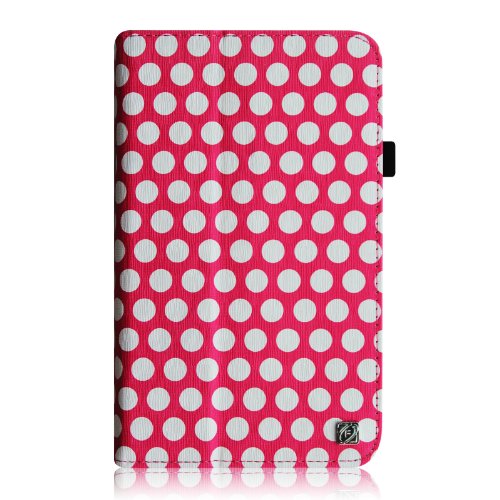 [Eckenschutz] Fintie Samsung Galaxy Tab 3 7.0 Lite T110 T111 T113 T116 Hülle Case – Slim Fit Folio Bookstyle Kunstleder Schutzhülle Cover Tasche mit Ständerfunktion für Tab 3 Lite 7.0 Zoll Tablet, Punktmuster - 4